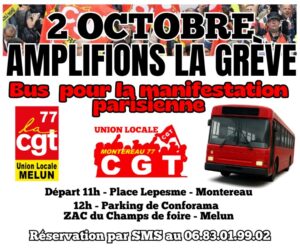Lire la suite à propos de l’article 2 octobre -Bus pour la manifestation parisienne.